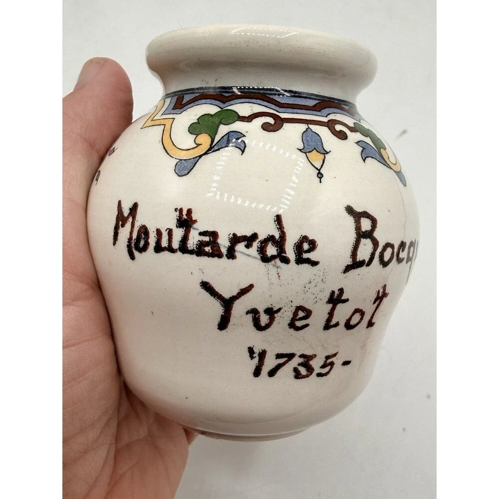 Vintage DIGOIN & SARREGUEMINES  MUSTARD JAR with Lid ~ Made in FRANCE